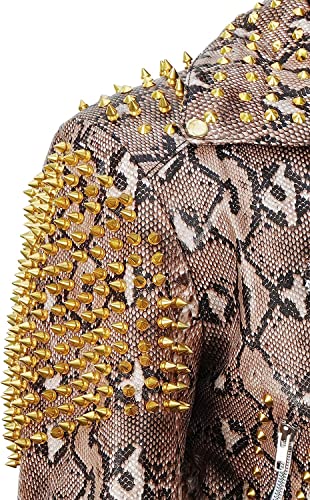 Snakeskin Print Jacket Men - Python Textured Studded Jacket - Rock Punk Spike Brando Motorcycle Leather Jacket4