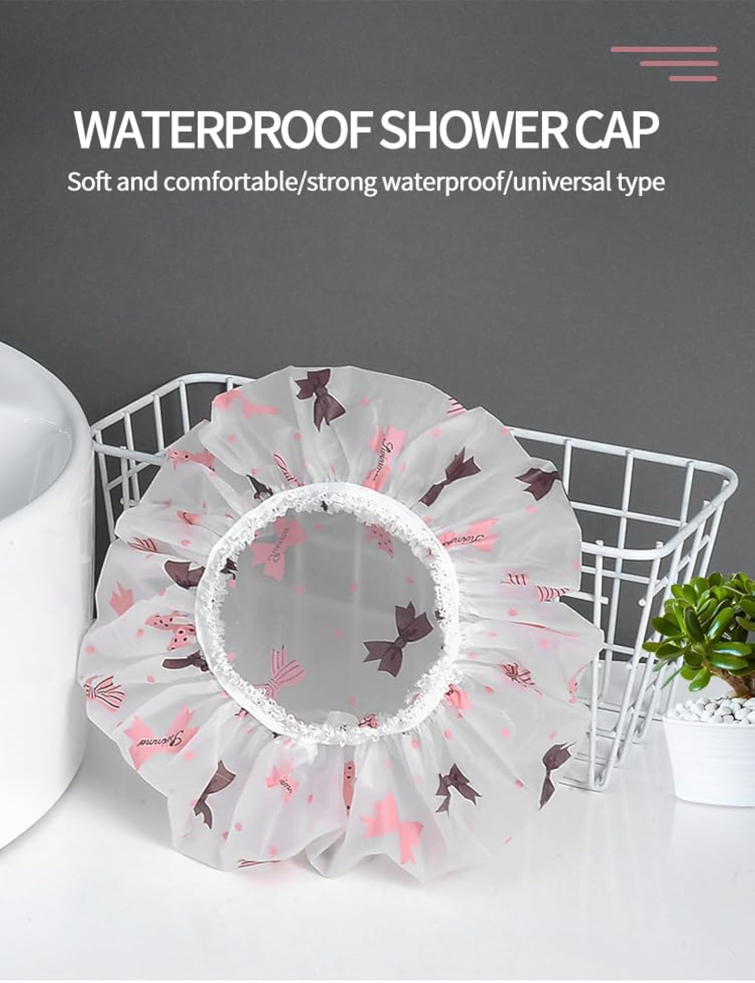 Reusable 3 Pcs Waterproof Elastic Shower Hair Cap Set