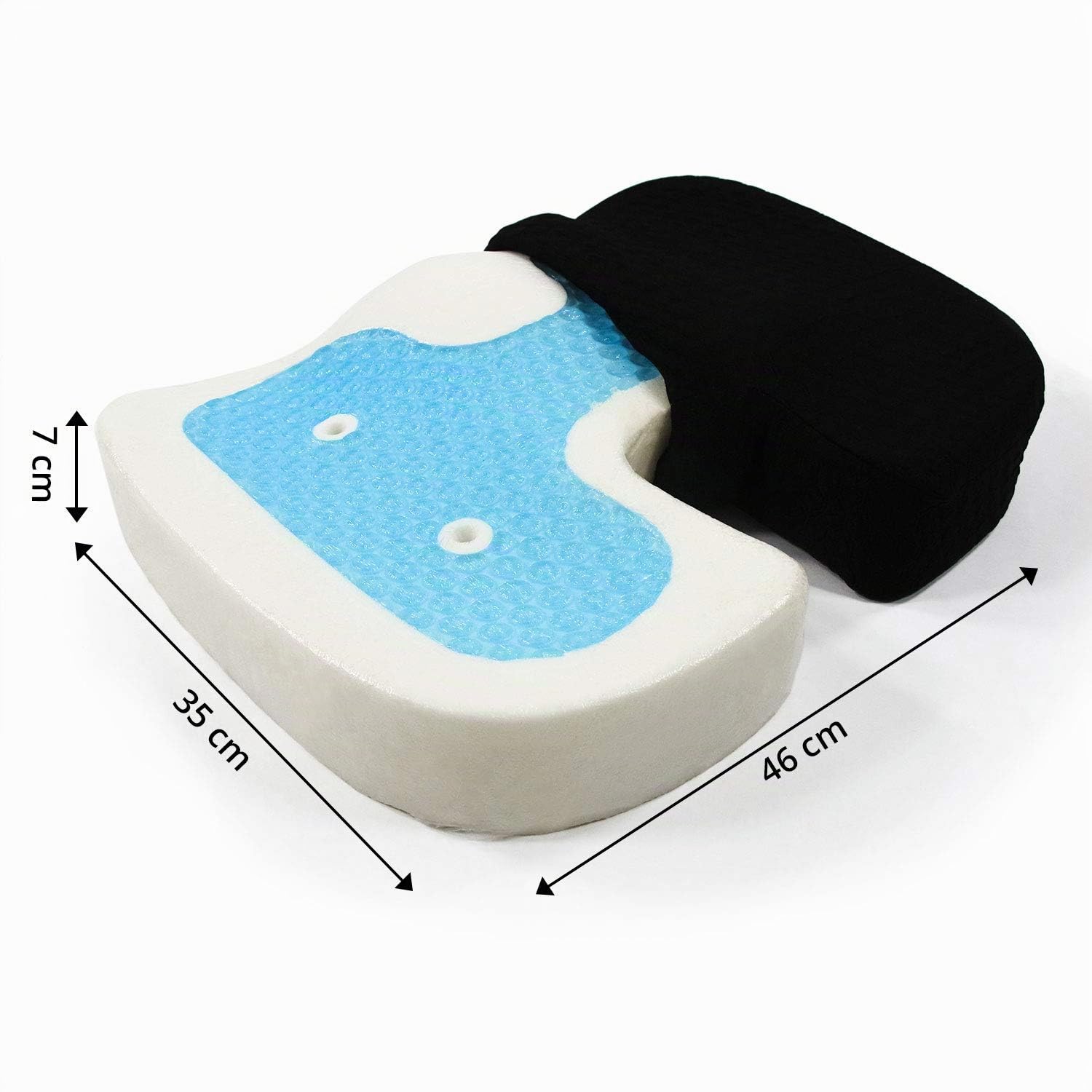 HJH Office Cuscino per Seduta Ortopedica MEDISIT II Cuscino con Memory Foam e Strato in Gel, Fodera Antiscivolo, Rimovibile e Lavabile 780001