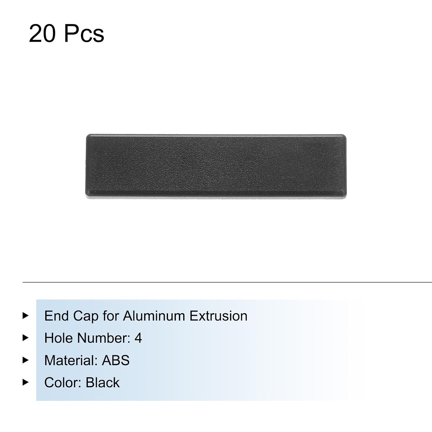 MECCANIXITY 20Pcs Standard Plastic Rectangle Aluminum Extrusion End Cap Black Hole Dia 5.2mm 80x20mm for Trolley, Fish Tank Rack, Storage Rack