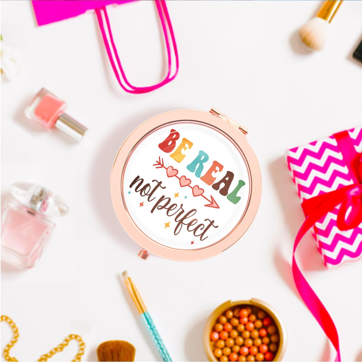 Motivierender Make-up-Spiegel Mit Gravur – Kompakt, Doppelseitig (Vergrößerung), Geschenk Für Frauen