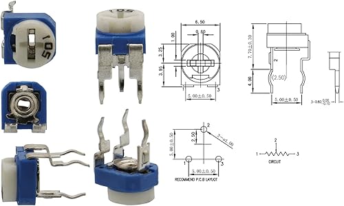 Miniatura 4 de 300 piezas de 15 valores 100 ohmios - 2M ohmios Trim potes Resistencia variable 0.236 in Potenciómetro Surtido Kit