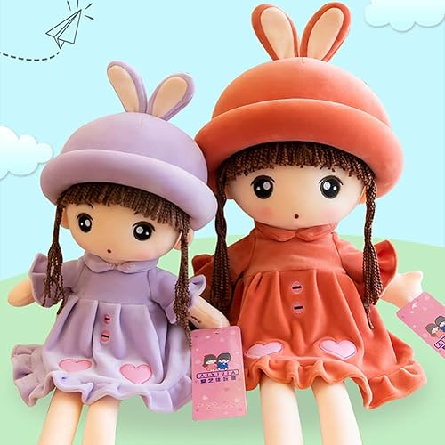 Miniatura 3 de IKASUS Muñeca de peluche para niña con ropa, 19.7 pulgadas, de trapo de corazón acogedor, suave para niños y bebés, gorro de peluche con falda para