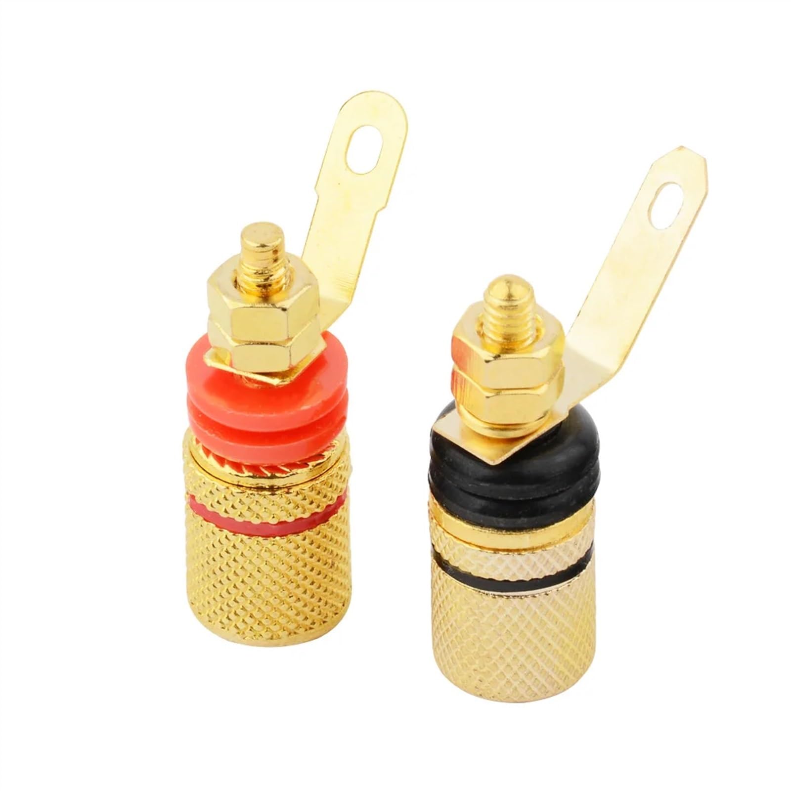 5 Paires de tiges de Liaison en cuivre plaqué Or 307, borne de Haut-Parleur, connecteur de Panneau de Prise Banane de 4mm, Rouge et Noir(10Pcs Black)