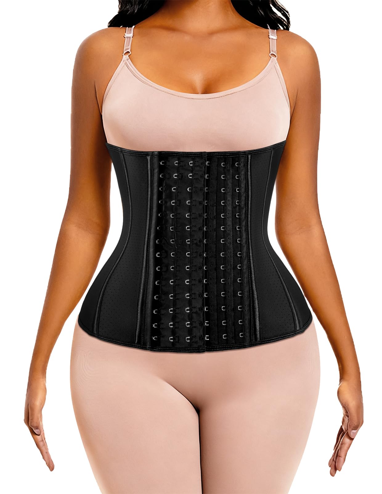 ECOWALSON Waist Trainer for Women Corset Cincher Body Shaper Girdle Trimmer with Steel Bones Extender - black - XXS
