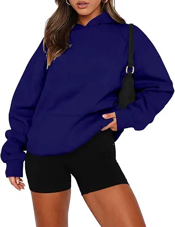 onlypuff Women Pullover Sweatshirt Long Sleeve Hoodies Kangaroo Pocket Fleece Basic Sweater