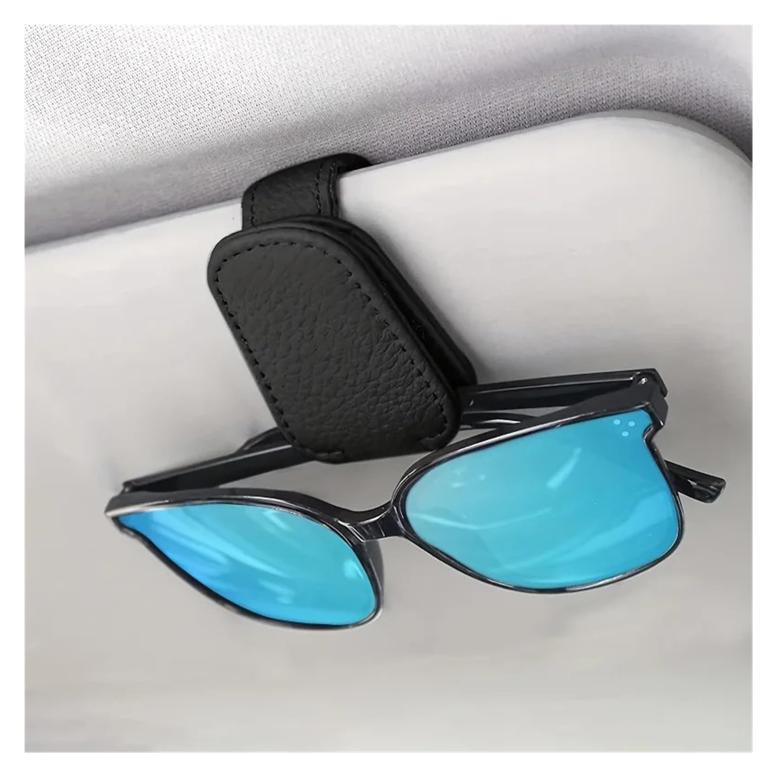 Portagafas con Clip para Coche Soporte Magnético para Gafas Cuero PU Clip Elegante para Visera Coche con Agarre Texturizado Negro Diseño Compacto 1 Ud(Black-1pc)
