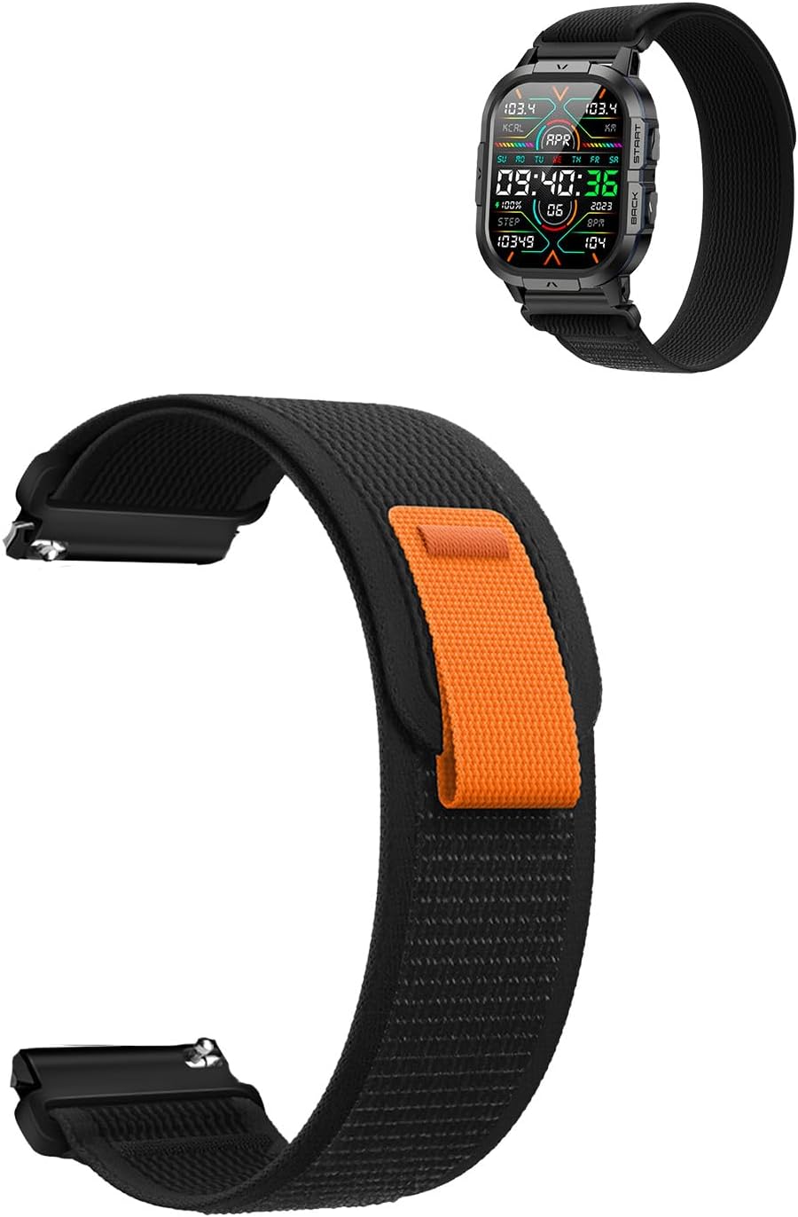 Bands for TAEPOK P110 Smart Watch,Nylon Sport Wristband for TAEPOK P110 2.06 Inches Smartwatch,Fast-Drying and Sweat-Wicking Replacement Smartwatch Strap,Adjustable Wristband,Black