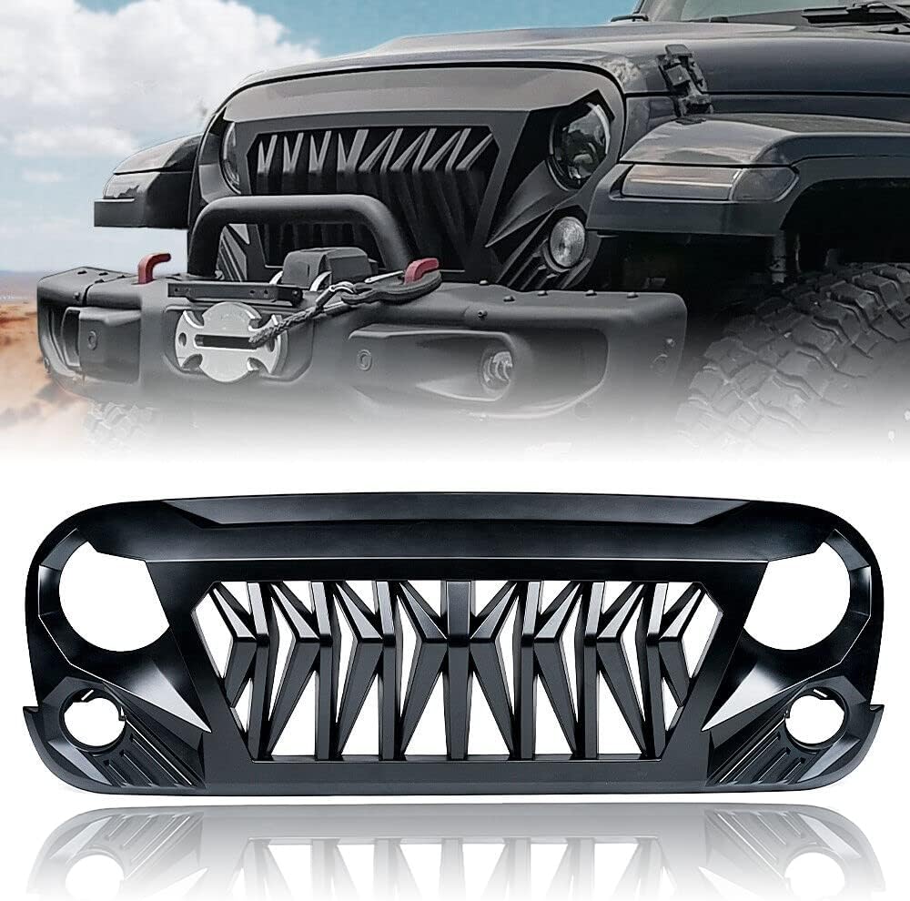 Grille Compatible For Jeep Wrangler JK Shark Grill Rubicon Sahara Sport Unlimited 2007-2018