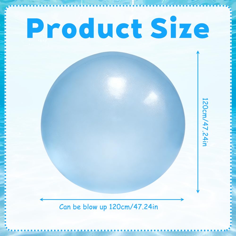 Bulle Gonflable Géante, 120cm XXL Bumper Ball, Géants en TPR Ballon Gonflable Géant pour Adultes, Grande Ballon Transparent pour Une Fête en Plein Air avec Ballons de Plage (Bleu)