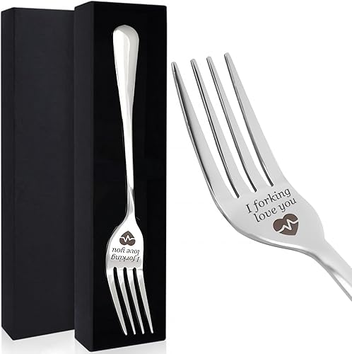 Regalos para novio, novia, aniversario, San Valentín, regalos de esposo, esposa, tenedores de cena para él, tenedores de mesa, cubiertos grabados,