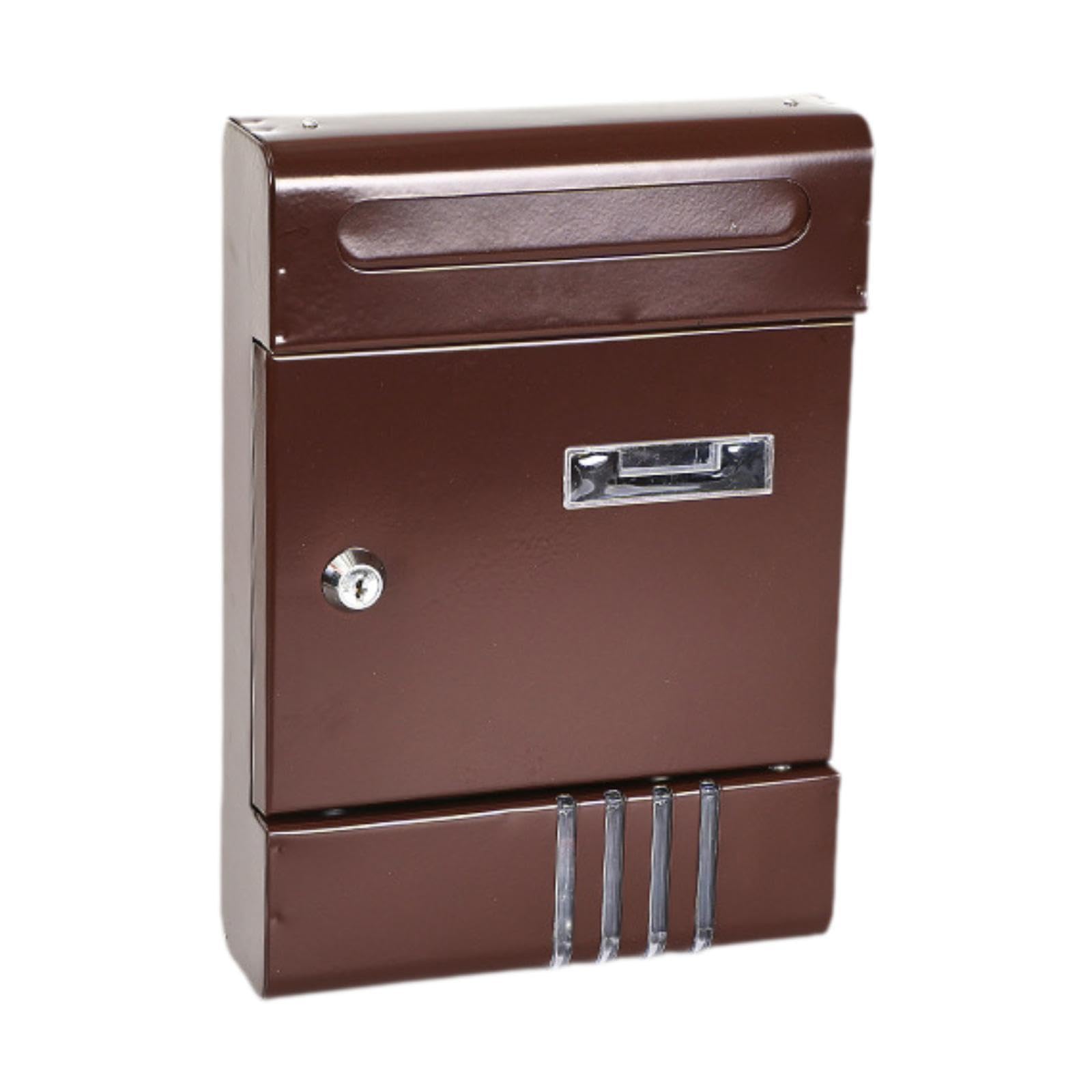 Kuntesetty Buzón de Pared con Cerradura para Cartas Y Revistas, MarrÓn