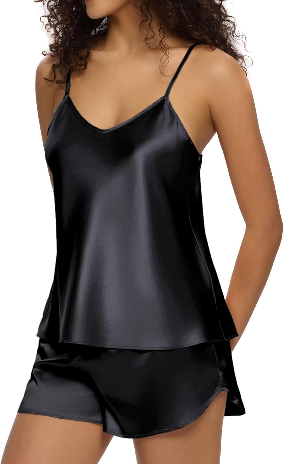 Pajama Sets for Women 2 Piece Silk Lingerie Sleepwear Satin Cami Pj Shorts Set Soft Nightwear