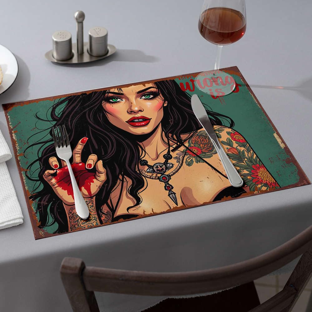 Sets de table en silicone avec tatouages et cœur (lot de 4)