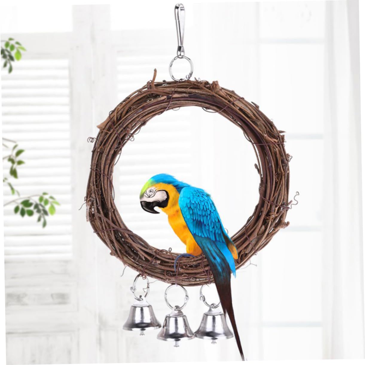 FRCOLOR Juguetes para Periquitos 3 Piezas Loro Juguetes Columpio para pájaros Juguetes para pájaros Columpio de pájaro Juguete para morder Loro Periquito el Columpio Xuan Feng De Madera