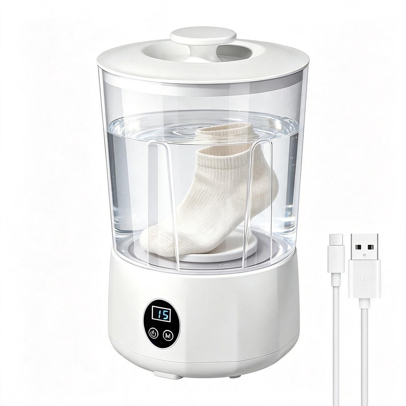 Lavatrice da Viaggio Lavabiancheria Cordless per Vestiti con 3 Livelli