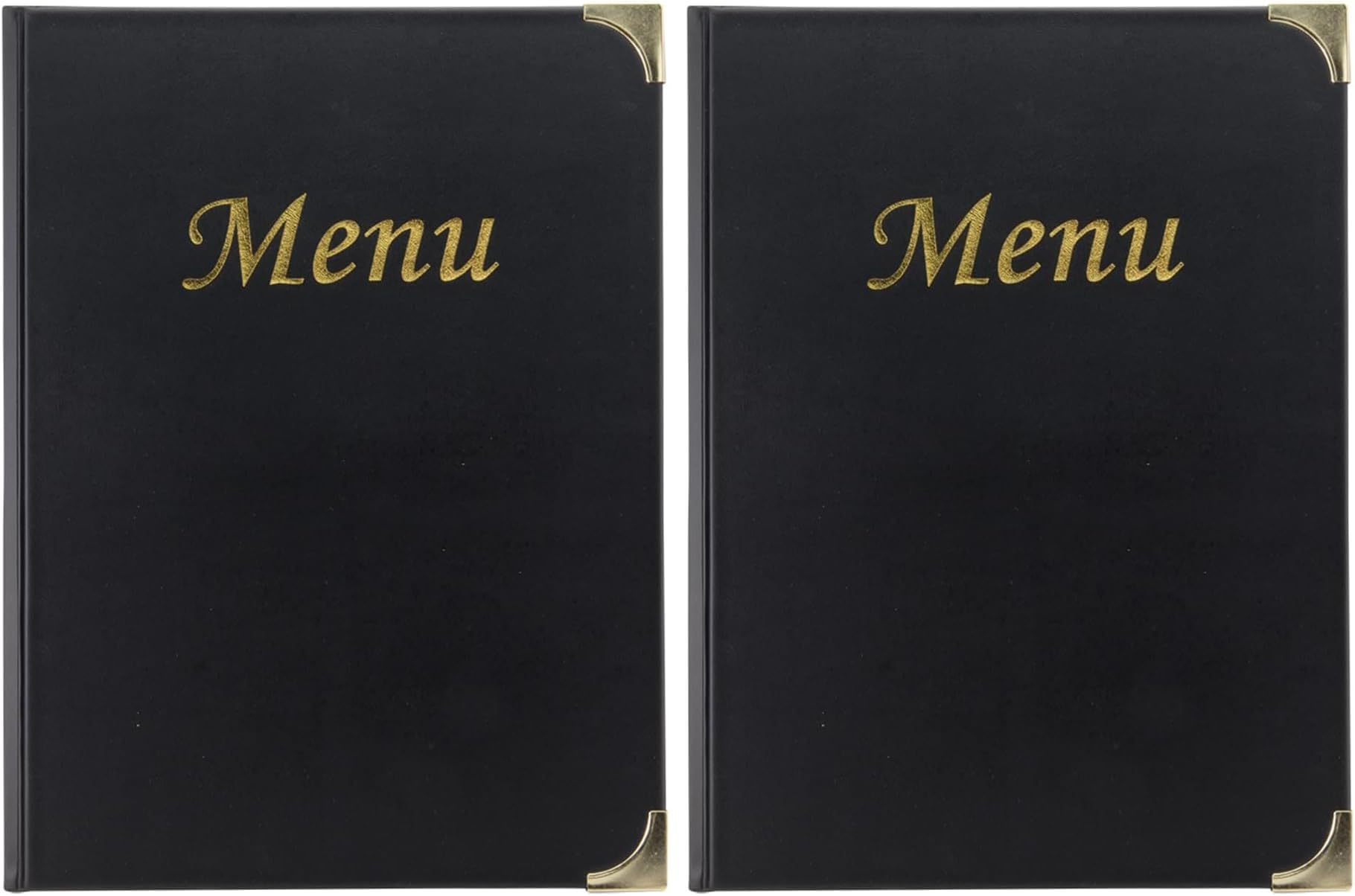 Premium Faux Leather A4 Menu Holder - 8 Pages to View Sleek Display Folder for Food & Drinks - Perfect for Restaurants, Cafe or Bar (Black) (Pack of 2)