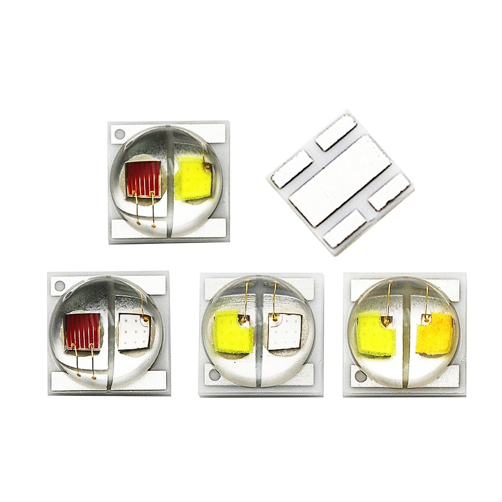 50pcs 3535 Dual Color LED Diodes High Power LED Chip 2W 2x1W White Yellow Red Green Blue UV Warm White for Bicyle Car Light (Red-Yellow)