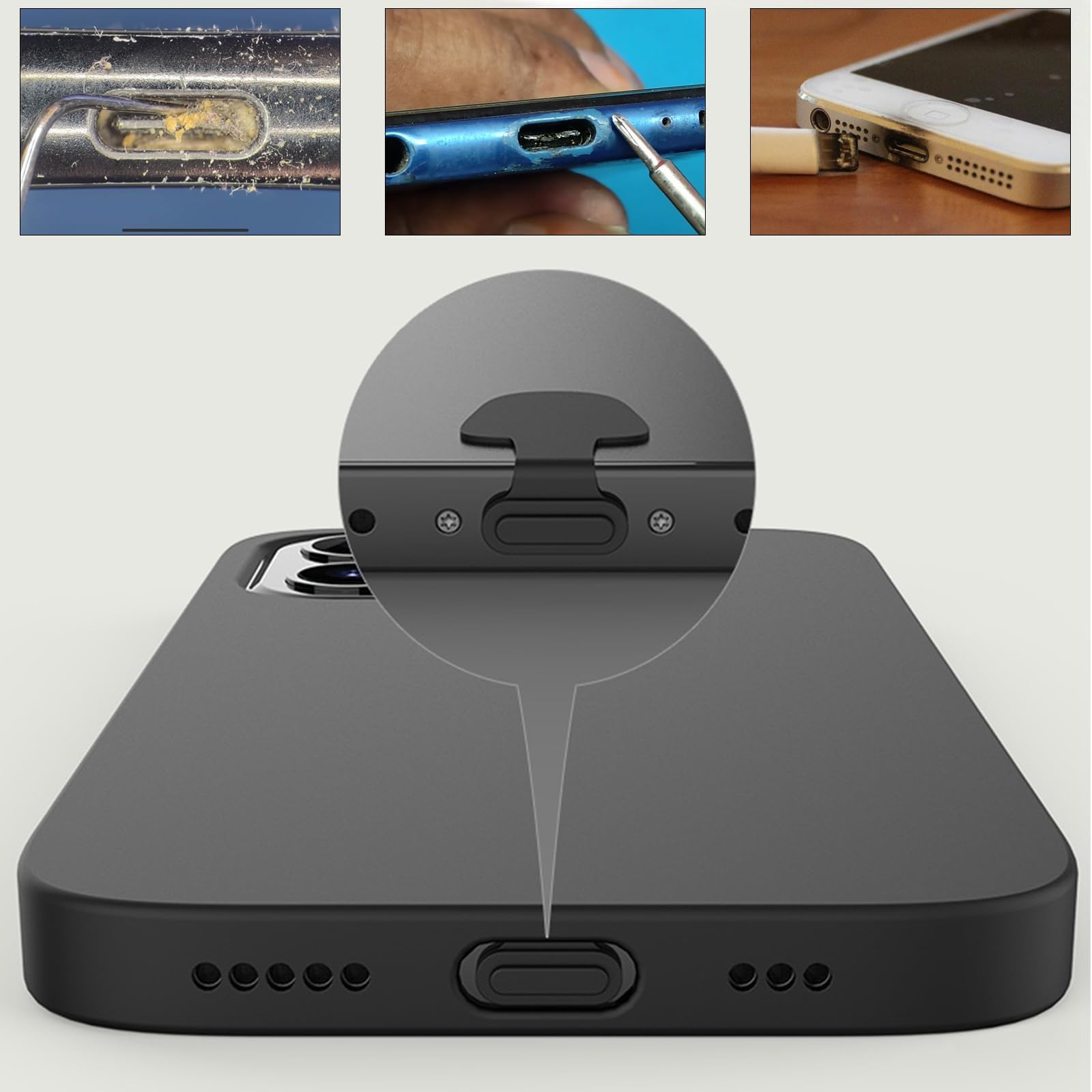 Lot de 10 bouchons anti-poussière pour port de chargement USB, verrou