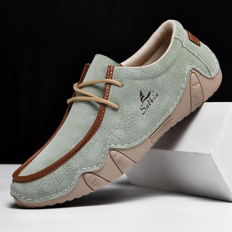 Salkin Barefoot Loafers Men's Breathable Leather Slip-On Loafers, Fashionable Casual Boat Shoes, Lightweight Sneakers with Rubber Soles for Comfort and Style 7 61vEygbGK4L. AC