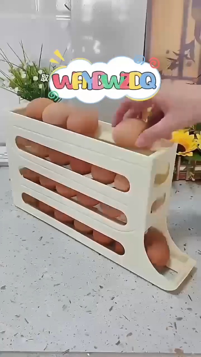 Ysguyyz Distributeur D'œufs à Roulement Automatique à 4 Niveaux, Peu Encombrant, Pour L'organisation Du Réfrigérateur Et Du Comptoir, Organisateur De Porte-œufs En Plastique Durable (Blanc