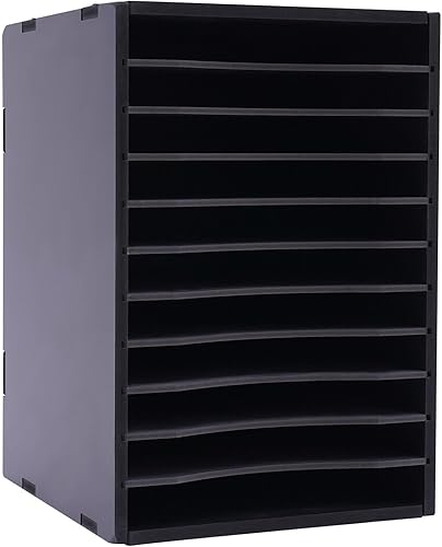 Clasificador vertical de escritorio, bandeja de papel apilable de 11 capas para oficina, hogar, escuela, escritorio, organizador de literatura,