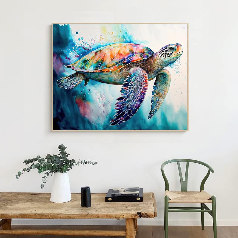 Image of Eiazuiks Stamping Cross Stitch Kit,Sea Turtle Counting Cross Stitch Kit for Adult Beginners, Full Line DIY Stitching Kit for Home Decor Cross Stitch Patterns 12x16 inches