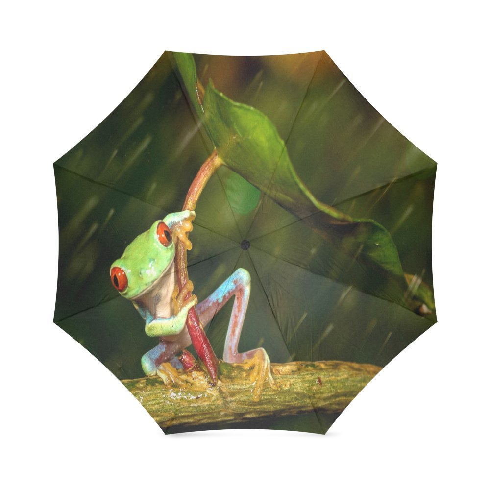 foldable UmbrellaCustom Cute Colorful Tree Frog Compact Travel Windproof Rainproof