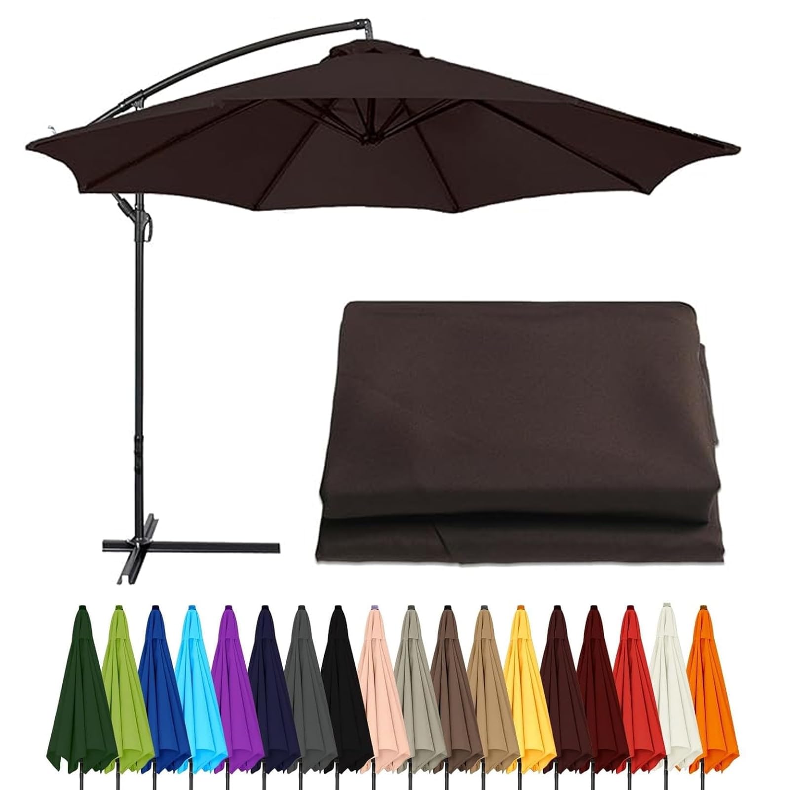 EYKWKB Umbrella Canopy Replacement Outdoor Parasol Replacement Canopy Sun Umbrella Fabric Cover with 6/8 Ribs Garden Canopy Cover for Patio Umbrella Parasol covers For Backyard Courtyard Lawn Brown