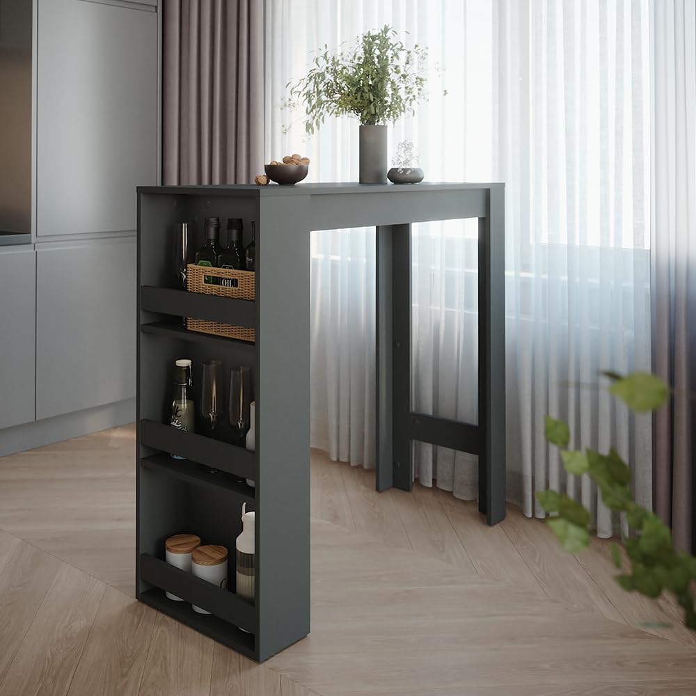 Vicco Bartisch Repose, Anthrazit, 45 x 110 cm, mit Ablagefächern zur Aufbewahrung von Küchenutensilien