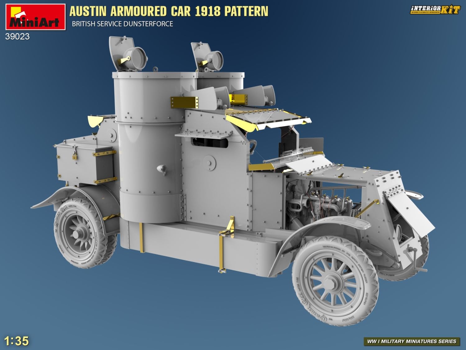 MiniArt 39023 1:35 Panzerspähw. 1918 Dunsterf. Int Kit – riproduzione fedele all'originale, modellismo, kit di costruzione in plastica, fai da te, hobby, incollaggio, modellismo, assemblaggio, non