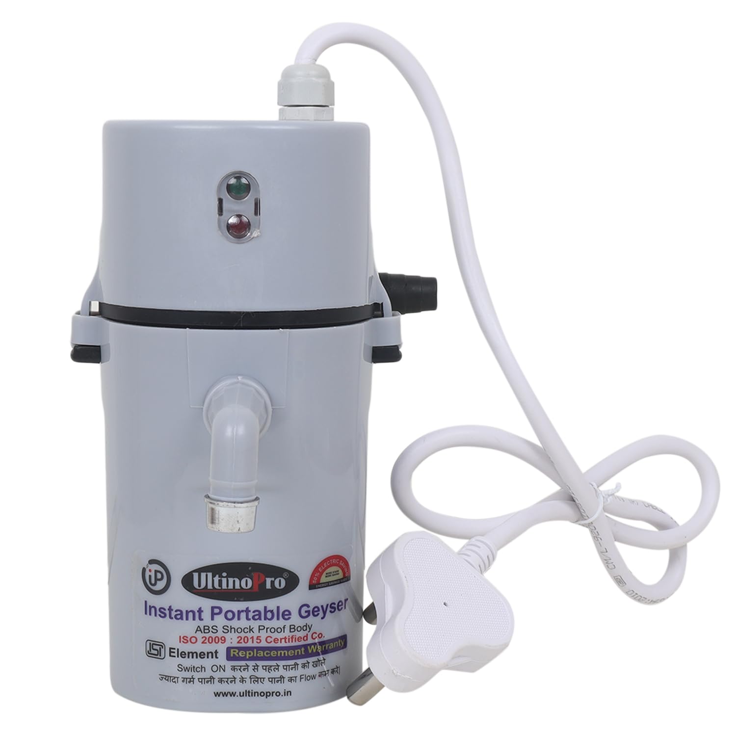 INDIAS UNLIMITED WATER RUN WITH in (6- Sec) Instant Electric Water Geyser, Portable Geyser, Mini Geyser, ABS Body- Shock Proof, Electric Saving, Replacement Warranty (Royal Grey)