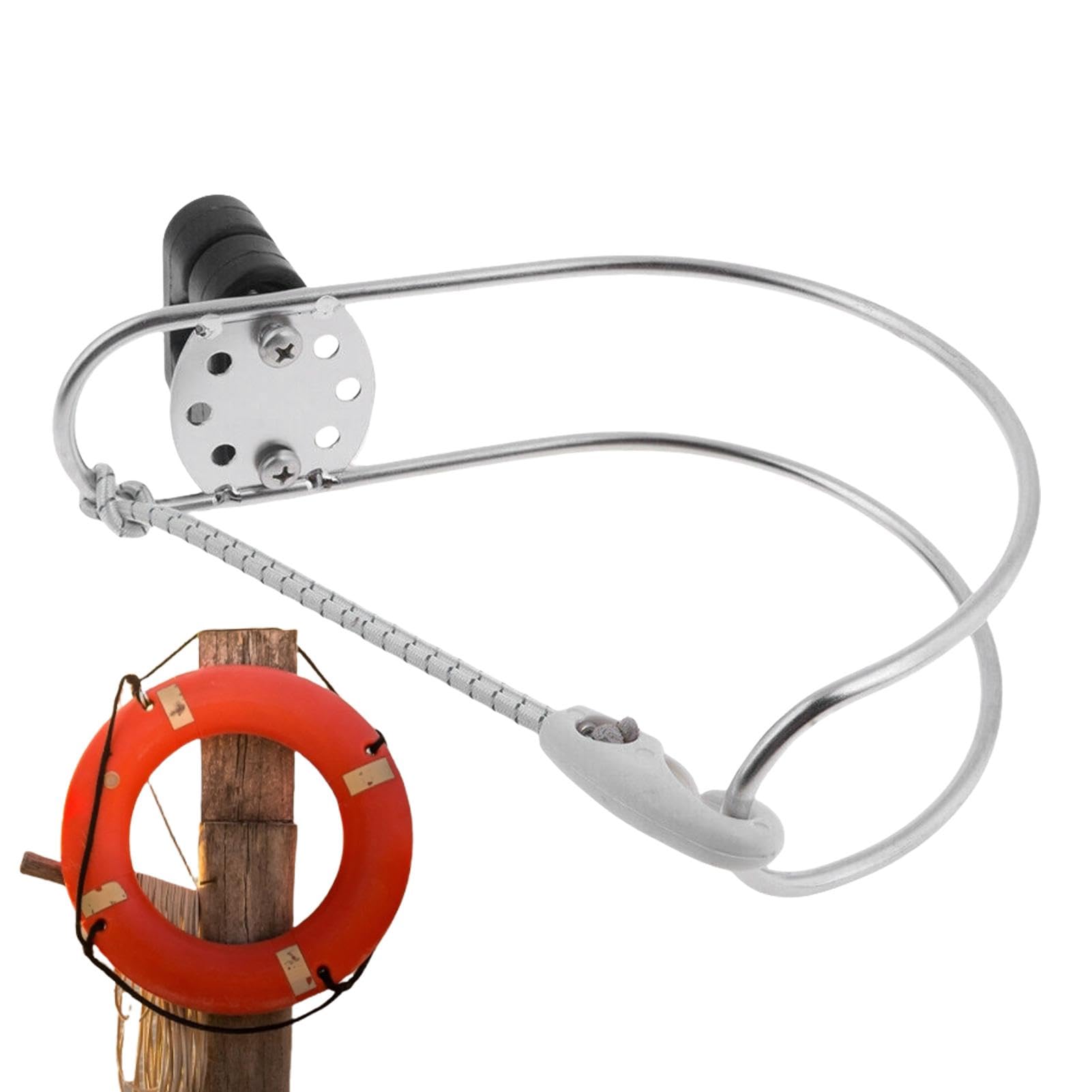 Porta Anelli Salvagente Per Barche - Staffa A Ferro Di Cavallo, Regolabile, In Plastica/Metallo - Foto 11