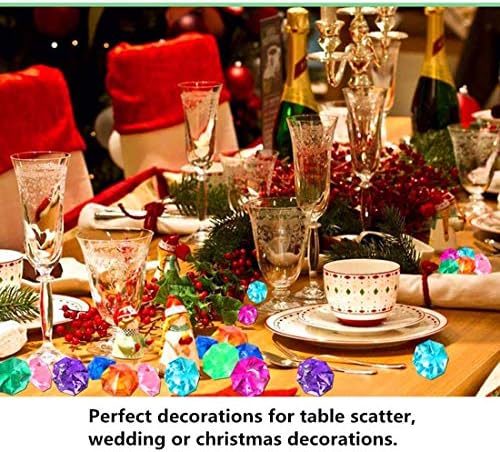 140 Pieces Acrylic Diamond Gems Jewels Pirate Gems Set Treasure Jewels Chest Hunt Party Favors, 20 Carat Multicolored Acrylic Large Gems(140PCS)
