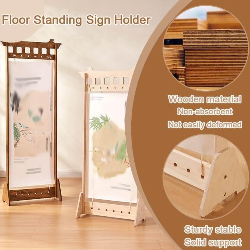 XPLKQXE Soporte Para Carteles Alta Resistencia, Expositor Madera Para Letreros, Soporte Independiente Para Paneles Y Carteles Para Exposiciones(Light brown,21.5x43.5in/5pcs)