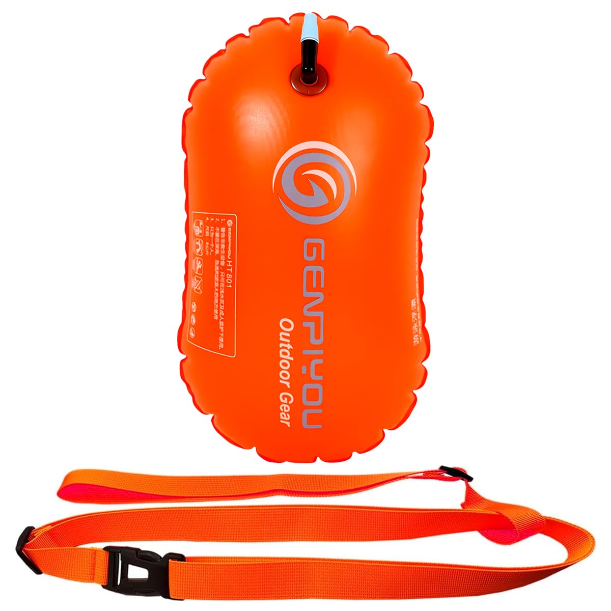 Swim Buoy - LULUWA Inflatable Wild Swimming Tow Float for Open Water Sports Racing Training with Highly Visible (Orange)