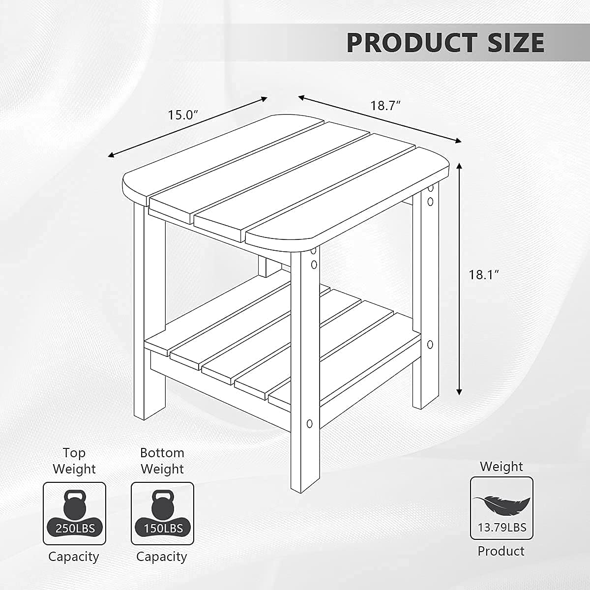 Patio Watcher Outdoor Rectangular Adirondack Side Table, Weather Resistant Poly Lumber End Table(Teak) : Patio, Lawn & Garden
