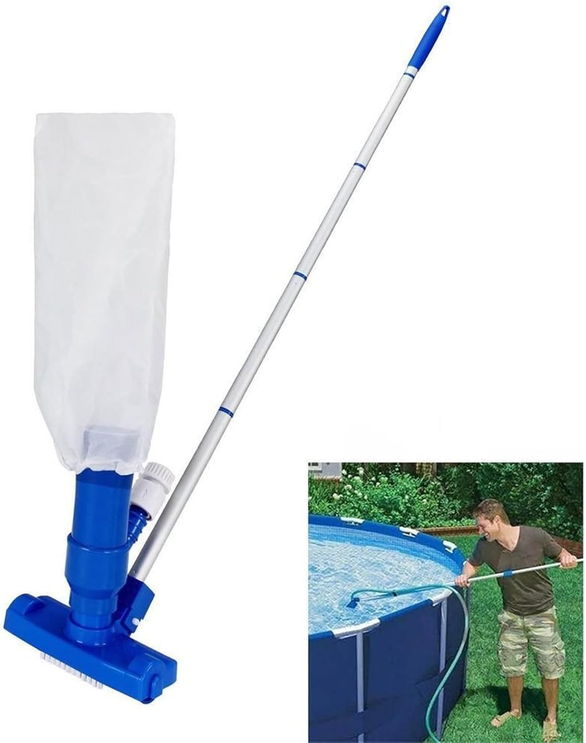 Pool Brushes Jet Swimming Pool Vacuum Cleaner Floating Objects Cleaning Set with Brush Bag Vac Suction Head Fountain Cleane
