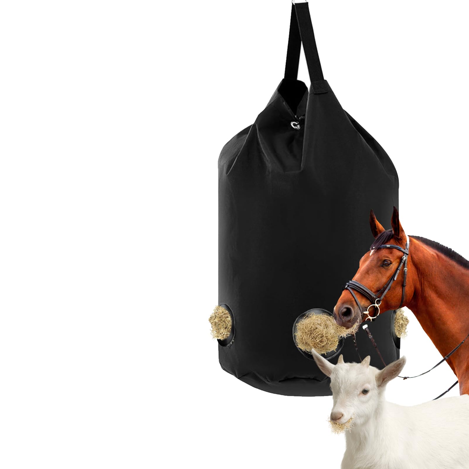Hay Bag, Hay Bag for Horses, Hay Bag, Feeding Bag with Holes, Polyester Hay Bag, Space-Saving, Large Capacity, Suitable for Horses, Sheep, for Aging Requirements of Different Animals (1)