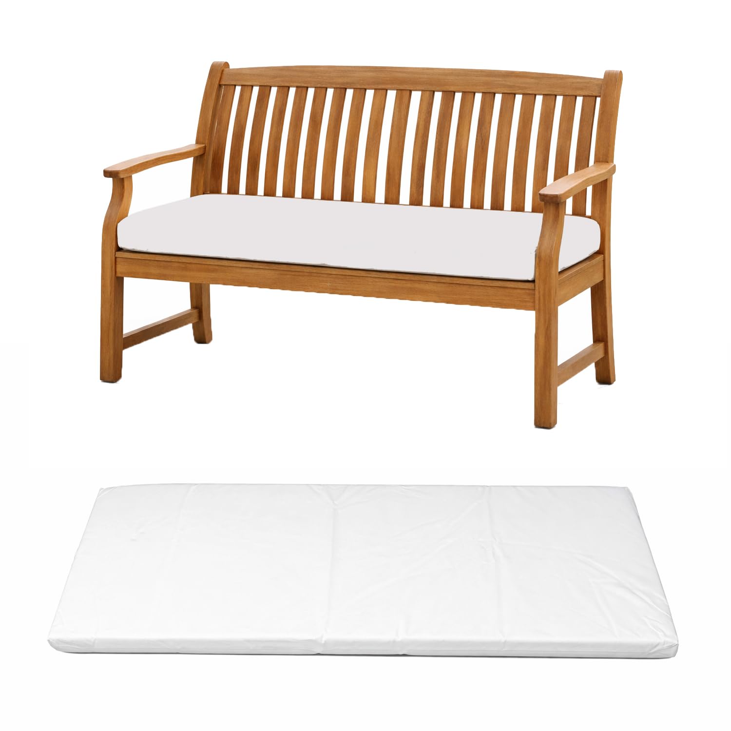 Brillars Comfy 2 Seater Garden Bench Cushion Waterproof Outdoor Seat Pad Removable Cover 108x45x5cm (Off White) โ image 1