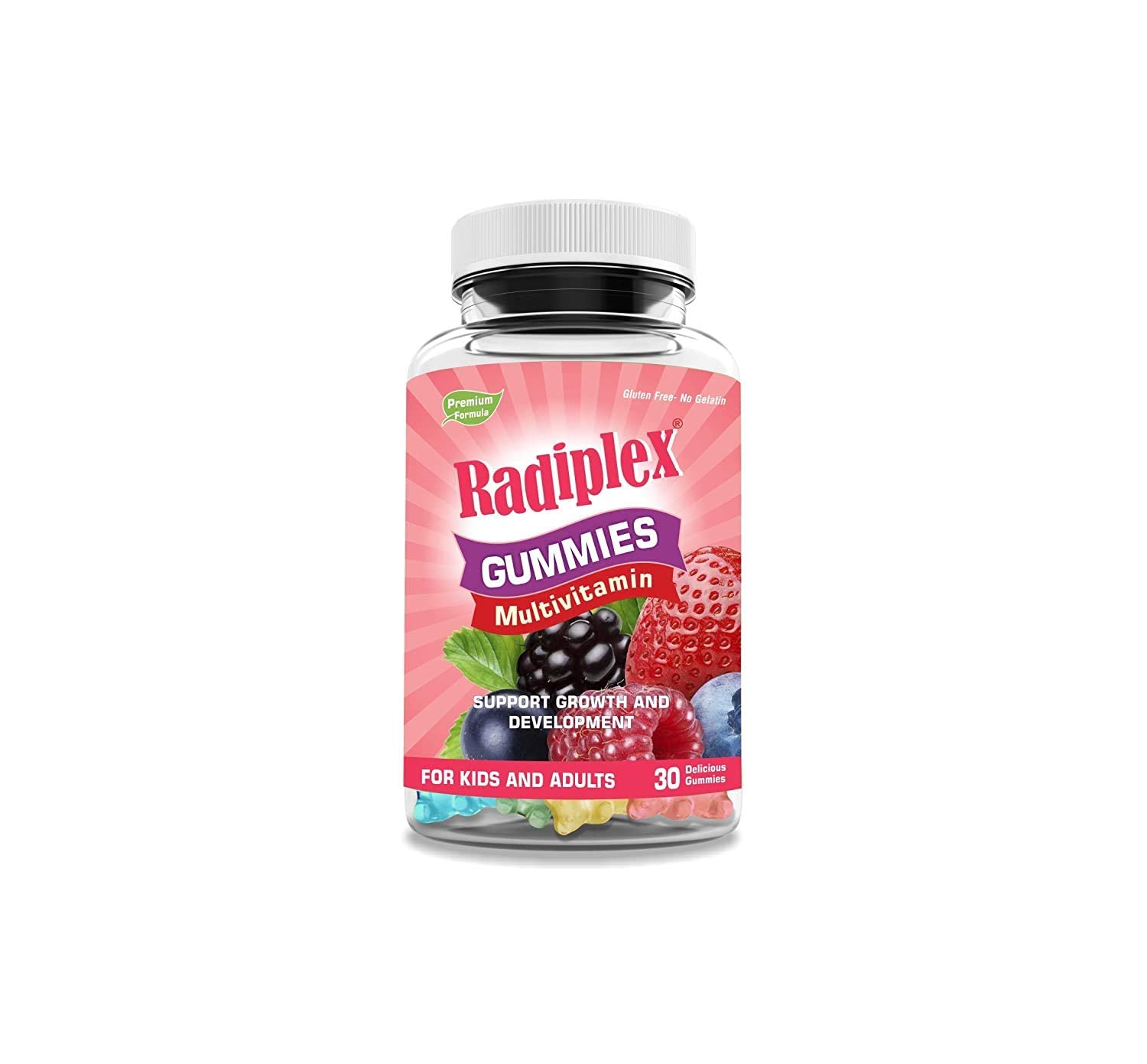 Multivitamin Gummies | Strawberry Flavor | With Vitamin B12, C, D3, Biotin, Calcium & Iron | Supports Immunity, Energy & Overall Health | Gelatin-Free | For Kids, Men & Women | 30 Gummies