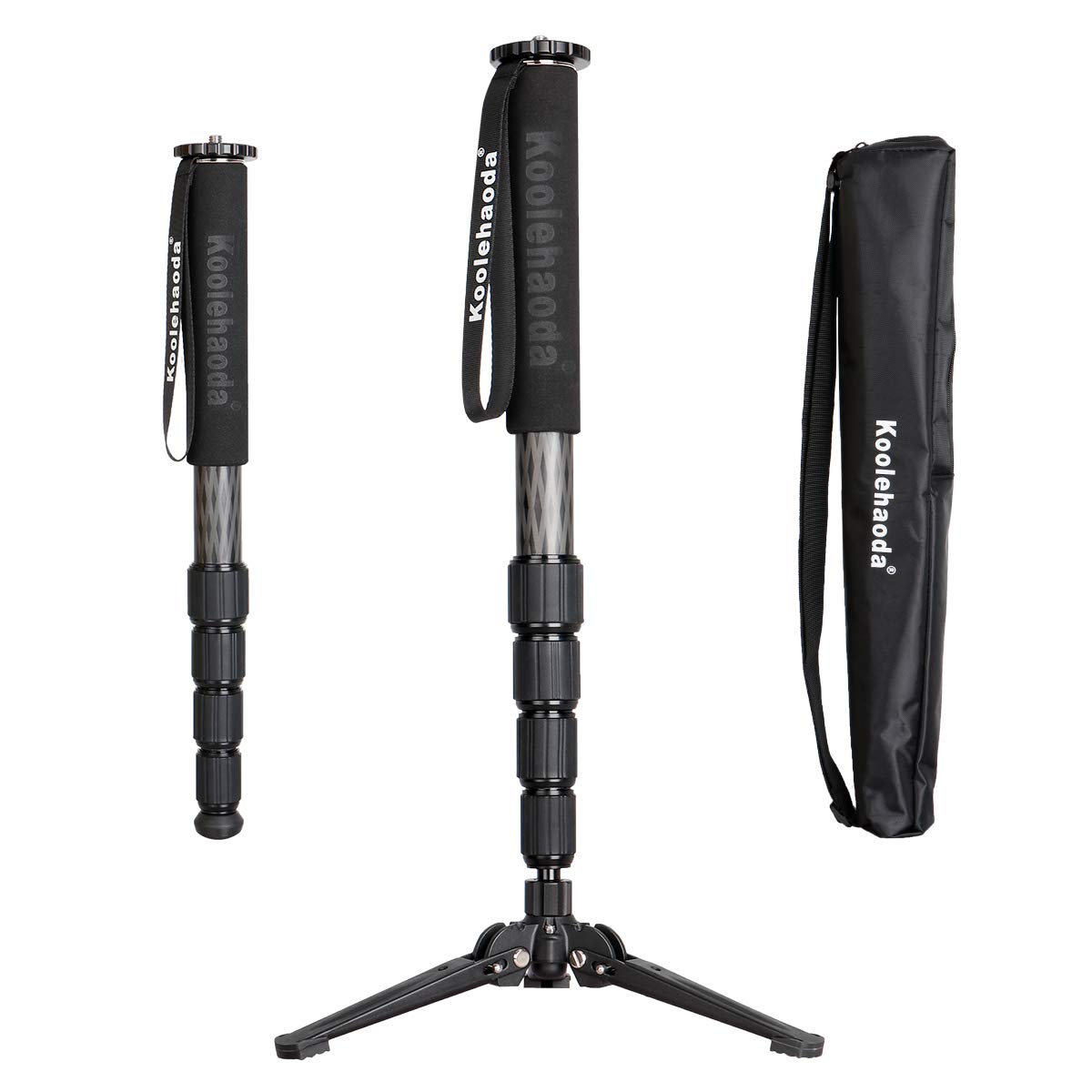 Koolehaoda Extendable Camera Carbon Fiber Monopod with Metal Tripod Base.5 Sections 20-68inch Adjust