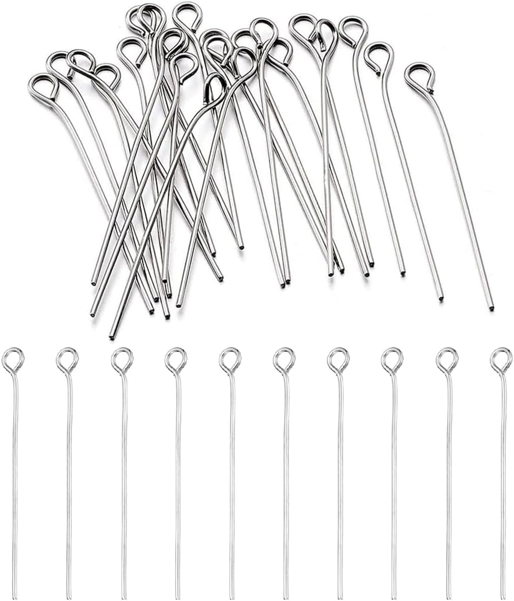 300pcs Stainless Steel Eyepins,Ball Head Pins Findings Open Eye Pin Findings Open Eye Pin for Earring Pendant Bracelet Jewelry DIY Craft Making