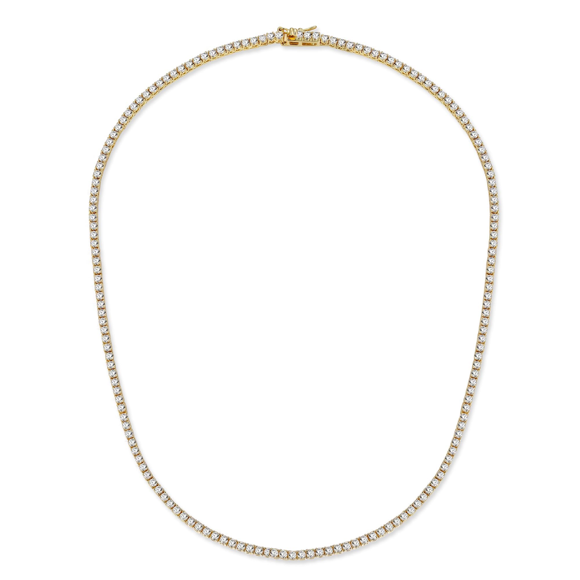 Gemsme 18K White Yellow Gold Plated 3 0mm Round Cubic Zirconia Classic Tennis Necklace For Women 16-24 Inches
