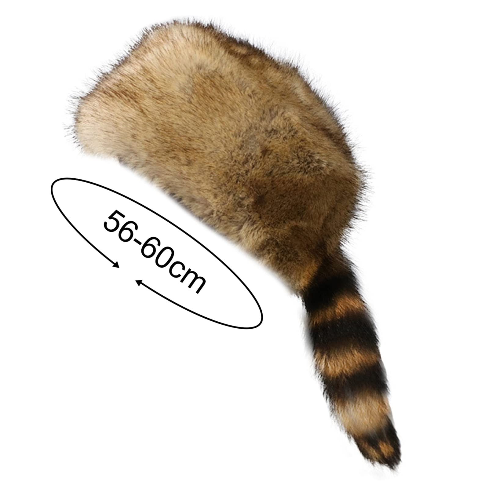 Altsuceser Gorra de piel sintética con cola de mapache y parte superior plana, sombrero de cola de mapache para invierno
