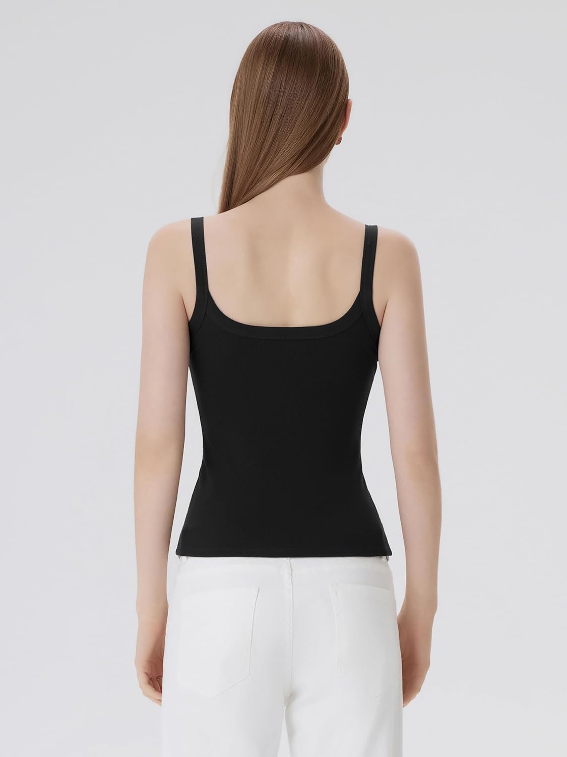 SUUKSESS Women Cotton Rib Padded Tank Tops Sleeveless Spaghetti Strap Square Neck Tops Summer Camisole Going Out Shirts - Image 4