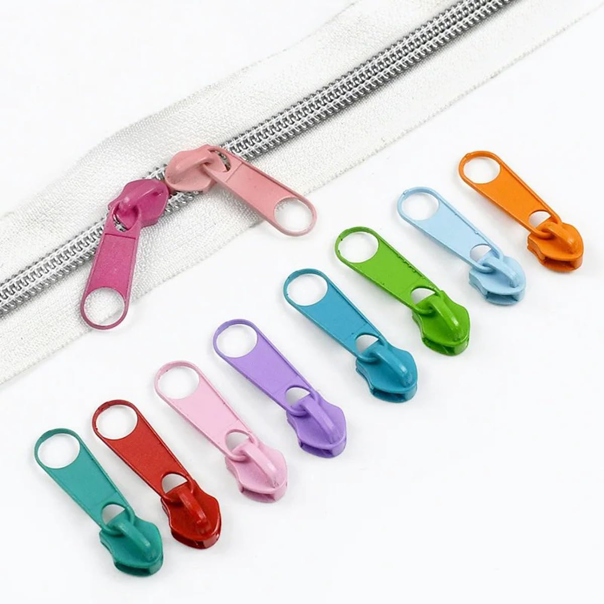 50 Tiradores de Cremallera de Repuesto, Deslizador de Cremallera de Nailon para Bolsos, Chaquetas, Abrigos, Vaqueros, Costura, Ropa, Color Naranja, n.° 5