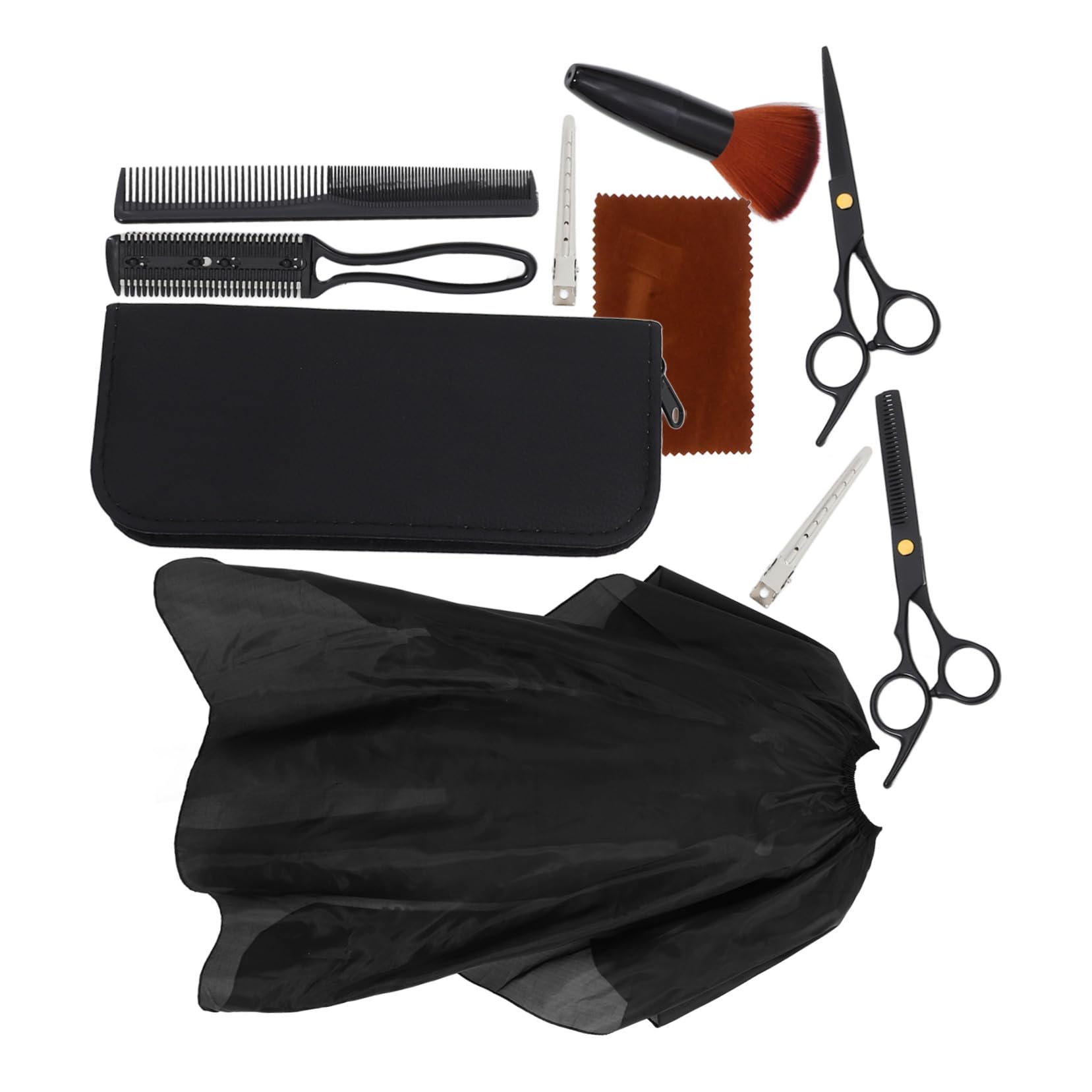 Set ciseaux coiffeur noir ergonomiques pour couper les cheveux sans accrocs ni fatigue