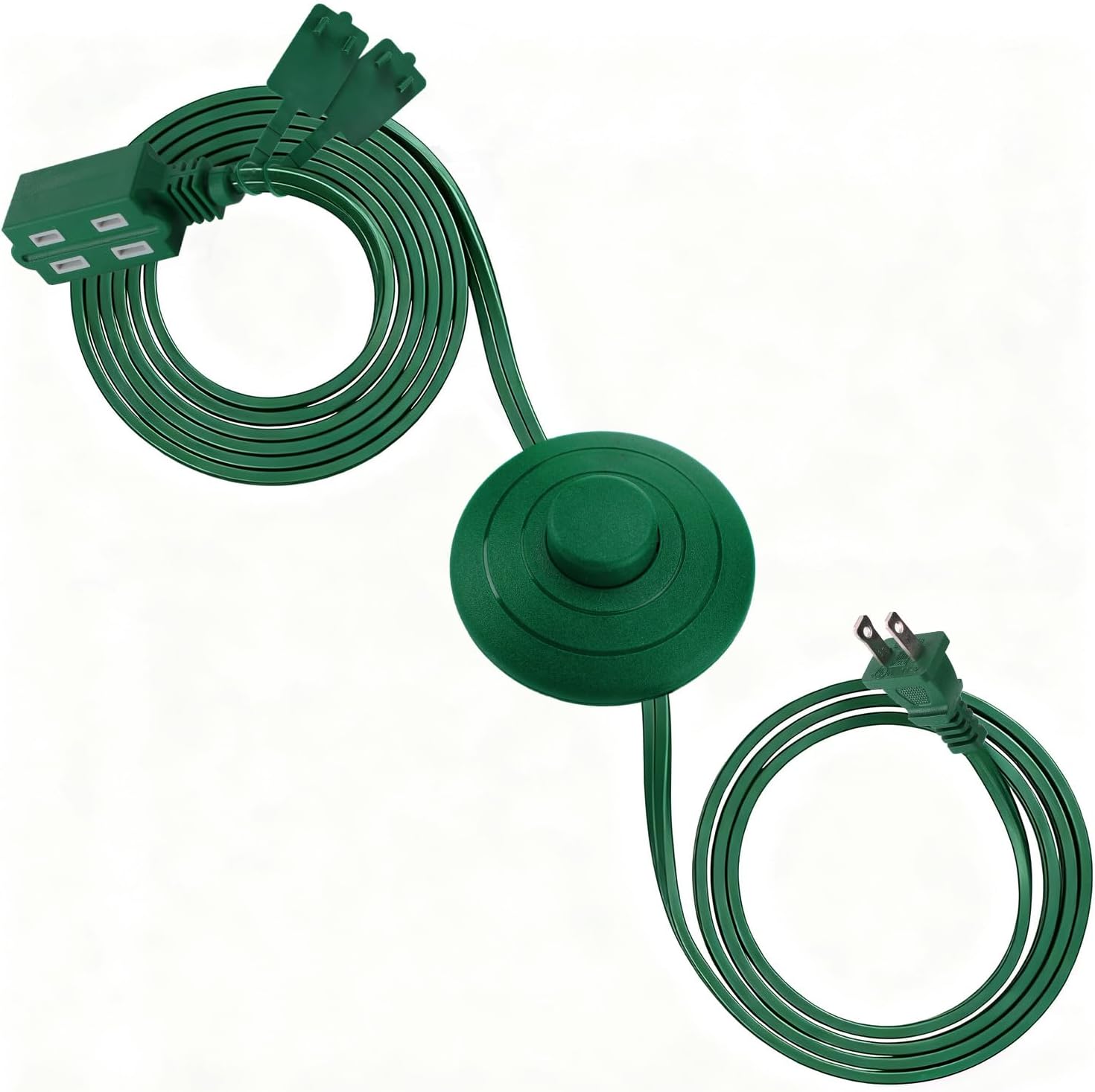 Extension Cord with Foot Switch & 3 Outlets - 9ft Green Step On Off Switch, 16AWG 1625W 13A/120V