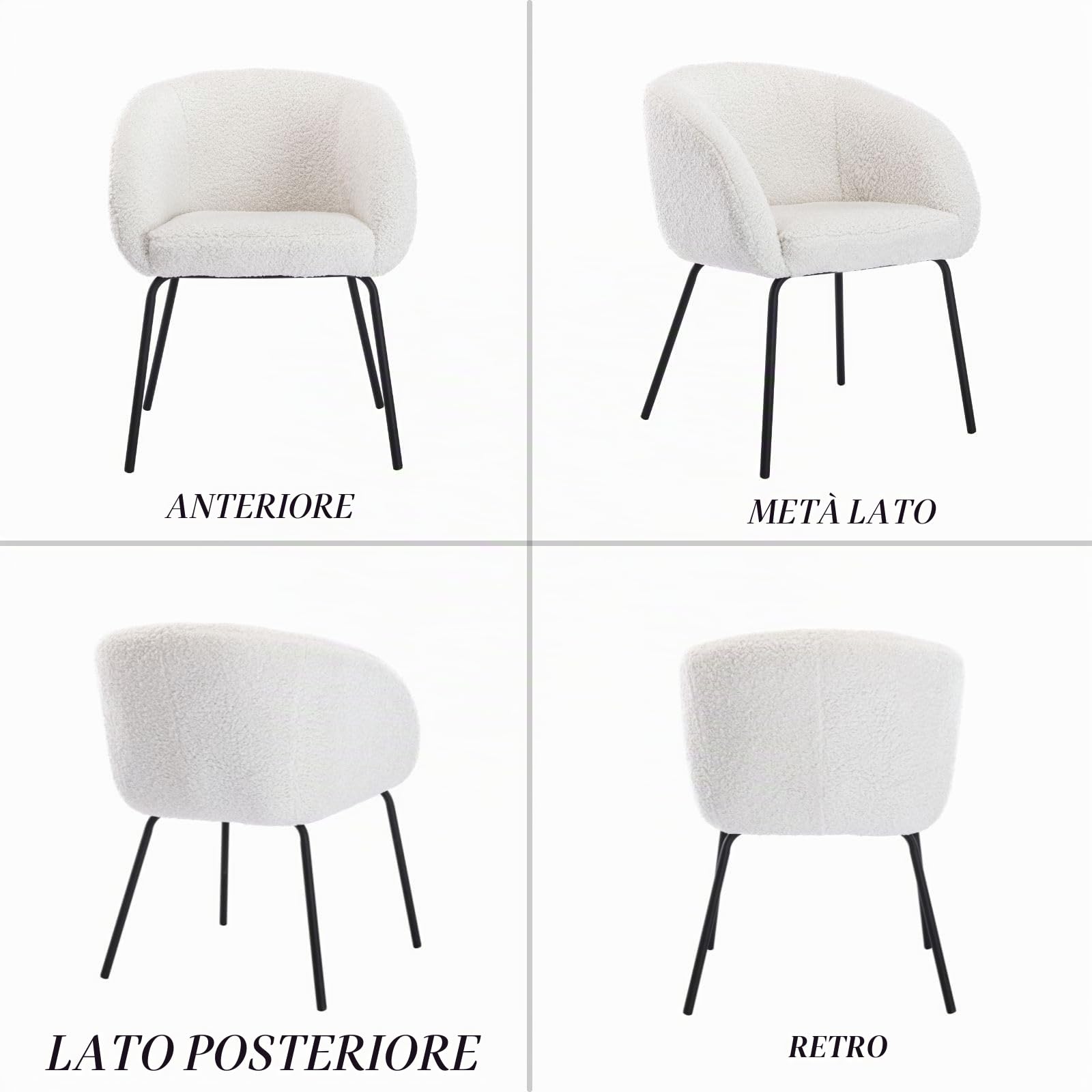 chairus Poltrona Salotto Sedie Imbottita in Pelliccia, Bianco